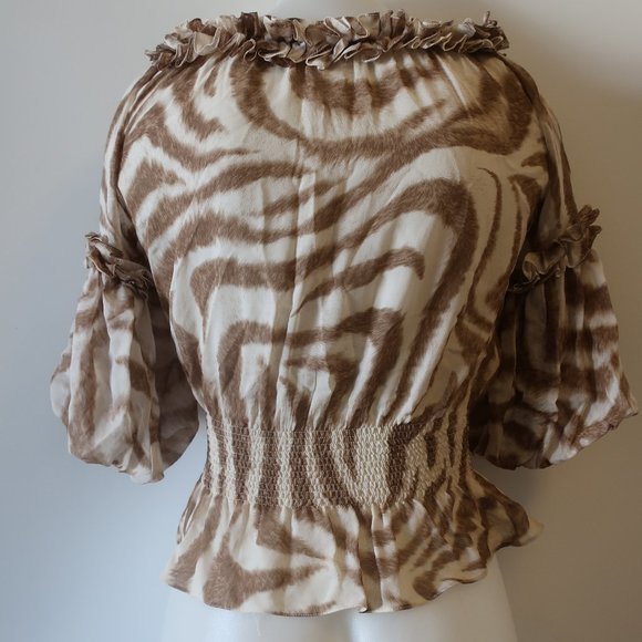 CHRISTINA MAKOWSKY RUFFLE OFF SHOULDER TOP M * - Picture 4 of 9